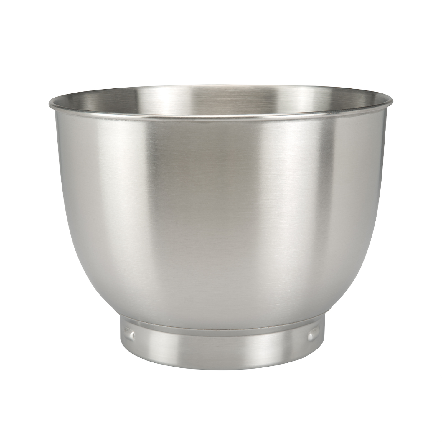 Stainless steel mixing bowl, centered on white background.