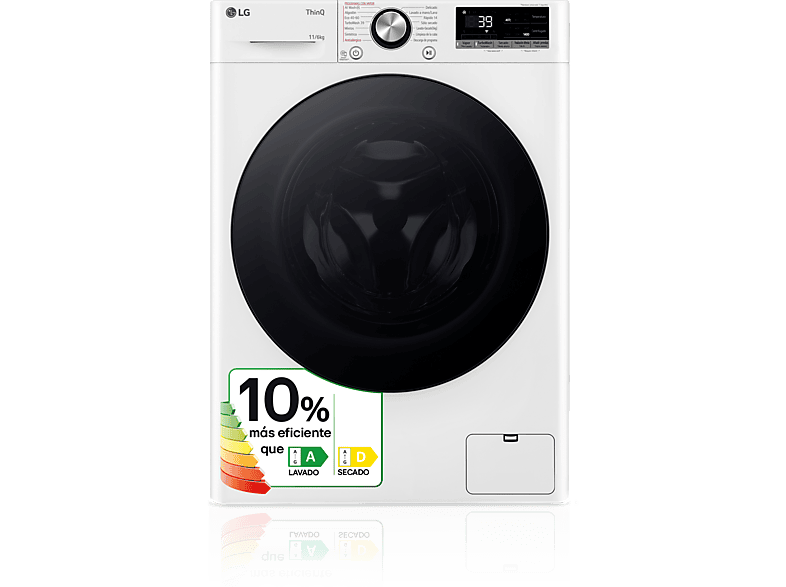 REACONDICIONADO Seminuevo Excelente Lavadora secadora - LG F4DR7011AGW, 11 kg/6 kg, 1400 rpm, 14 programas, AI Direct Drive™, TurboWash™360, Blanco