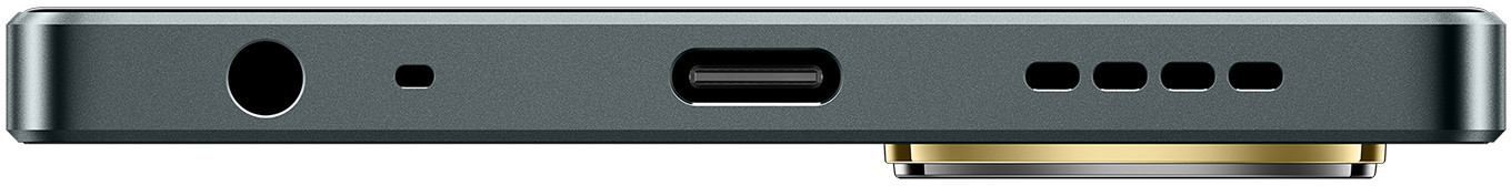 Smartfon z gniazdem słuchawkowym, portem USB-C i widocznymi głośnikami.