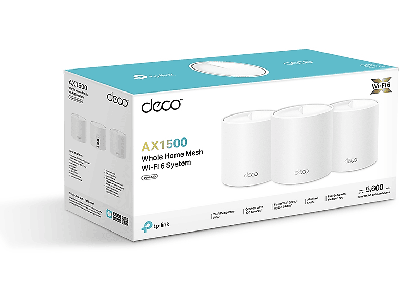 TP-LINK Deco X10 (3-Pack) | Wi-Fi 6 Mesh | AX1500 Mbps | Fiber