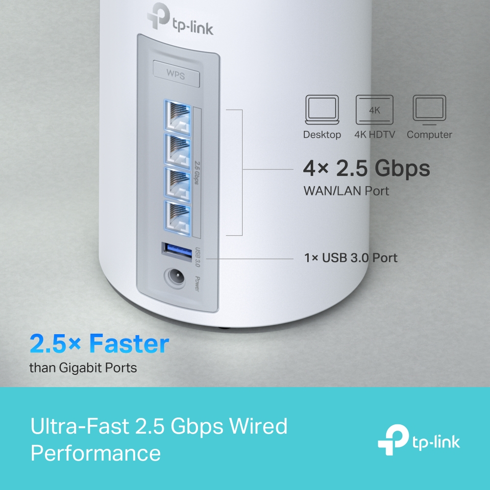 TP-Link Deco BE9300 （BE65） Wi-Fi 7 ルーター TP-Link Deco BE65 2-pack, BE9300 Mbps, 4 × 2.5 Gbps Portlar, 320