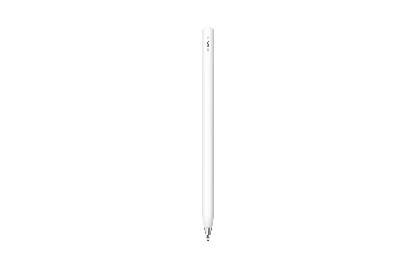 Siyah bir arka plan üzerinde 'HUAWEI' markası bulunan beyaz bir kalem.