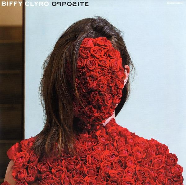 Albumcover mit rosenbedecktem Frauen-Gesicht, Titel 'Opposite' von Biffy Clyro.