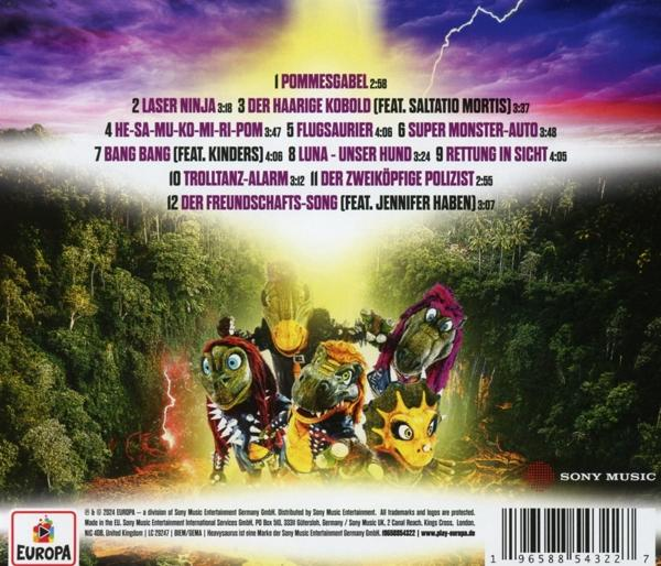CD-Hülle mit Zeichentrickfiguren und einer Liste von Titeln.