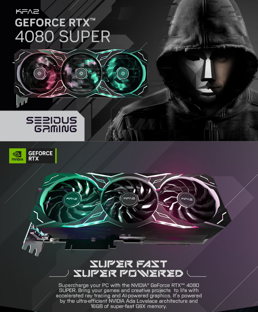 KFA2 GeForce RTX™ 4080 Super SG 1-Click OC 16GB GDDR6X 256-bit DP*3/HDMI DLSS 3 (48SZM6MD9RSK) (NVIDIA, Grafikkarte)