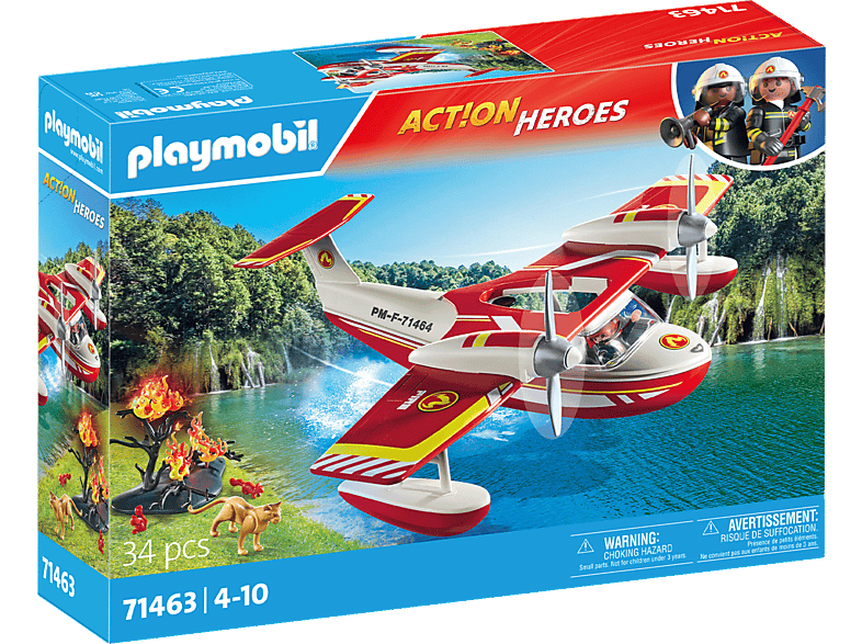 Playmobil 71463 Action Heroes: Feuerwehrflugzeug mit Löschfunktion (4-10 Jahren); Spielset