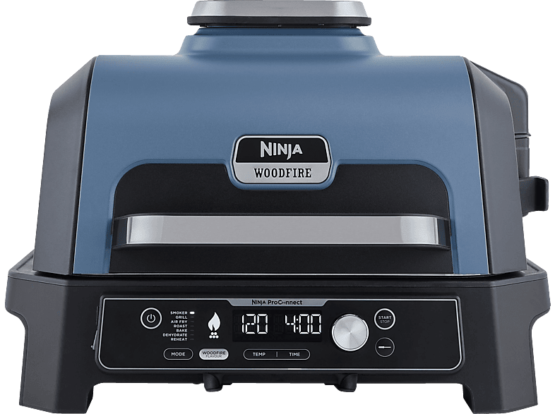 NINJA OG901EU Woodfire Pro Connect XL Elektrogrill, Blau/Schwarz (1700 Watt)