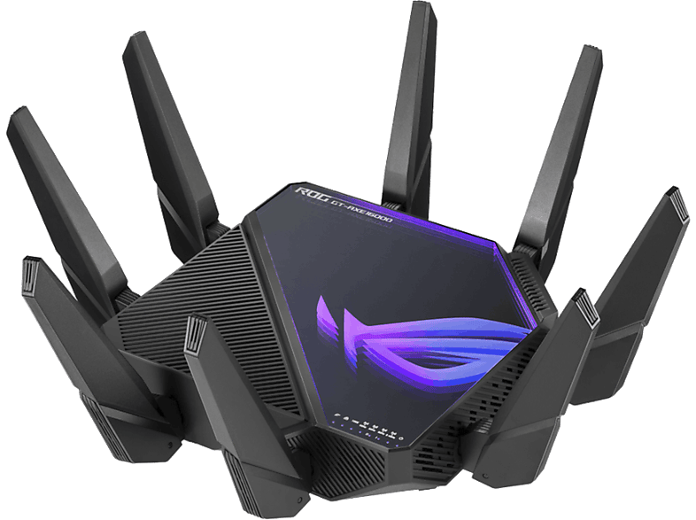 Router WiFi - ASUS GT-AXE16000, Wi-Fi 6E, 16000 Mbit/s, Nueva banda 6 GHz, Puerto WAN de 2.5 Gbps, Negro