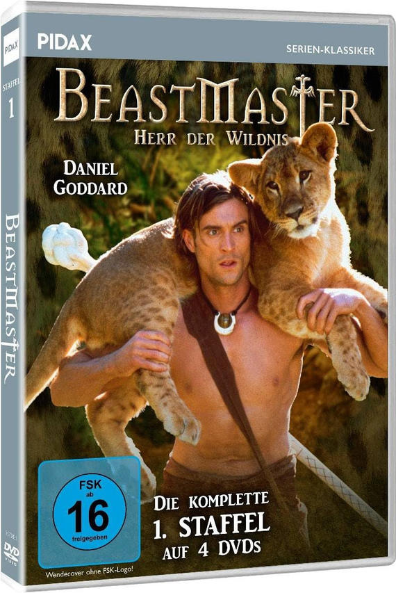 Eine DVD-Hülle mit einem Filmplakat eines Mannes und einem Löwenjungen auf seinen Schultern.