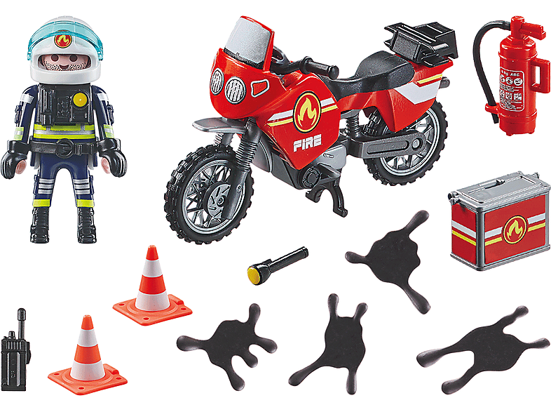 PLAYMOBIL 71466 Feuerwehrmotorrad am Unfallort Spielset, Mehrfarbig