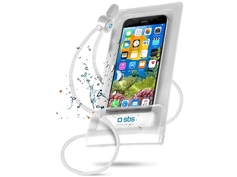 SBS Universelle Tasche, spritzwassergeschütz, Umhängetasche, für Smartphones bis 6.7", Weiß; Schutzhülle