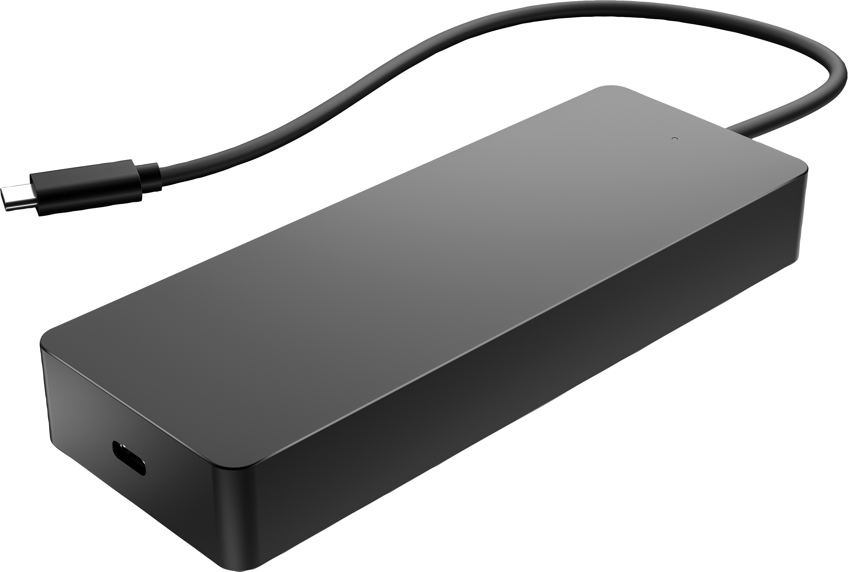 Bloc d'alimentation noir avec un câble USB-C.