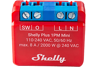 SHELLY PLUS 1PM mini egy áramkörös WiFi-s okosrelé (PLUS1PMMINI), piros