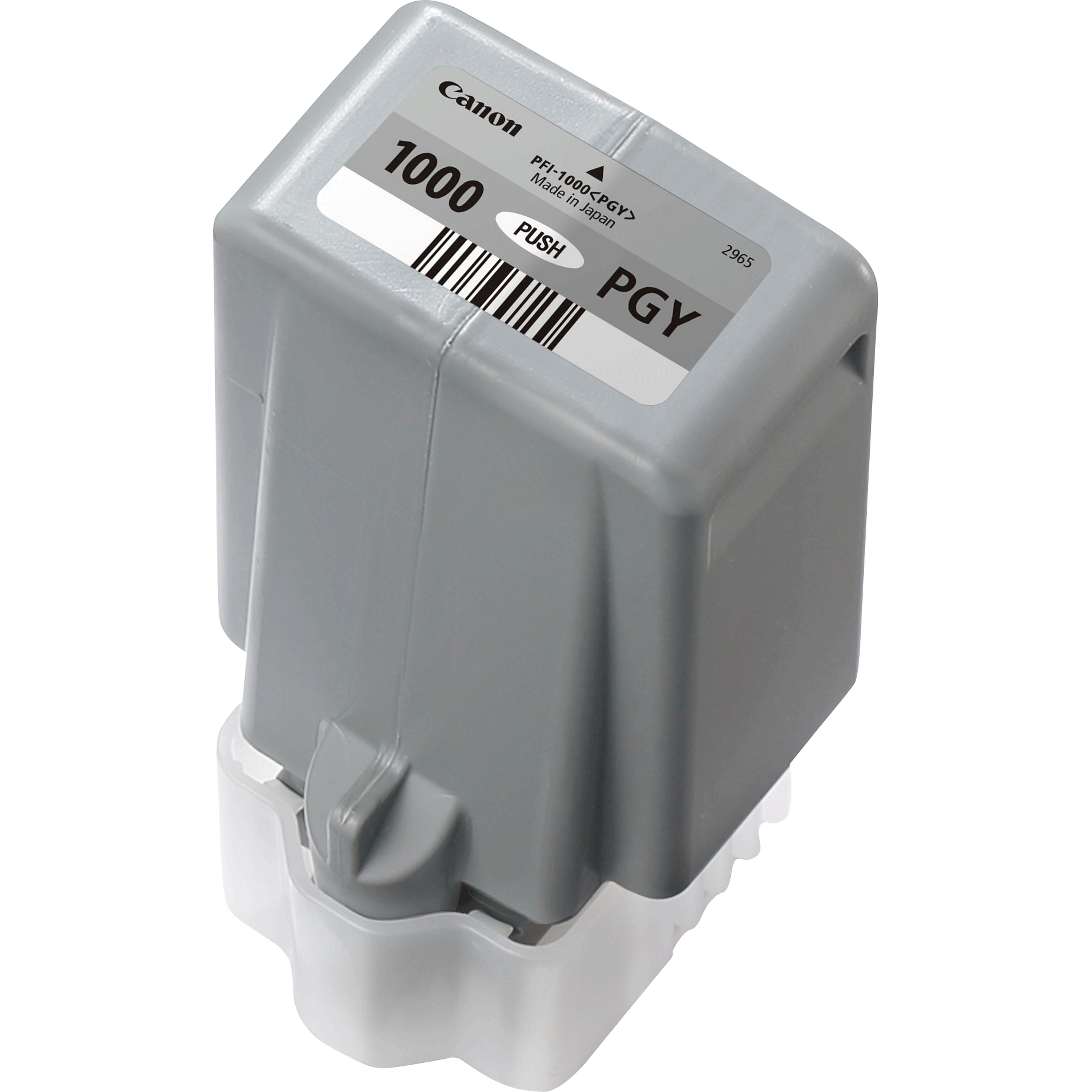 Canon PGY Tintenpatrone, grau und weiß, mit Barcode.
