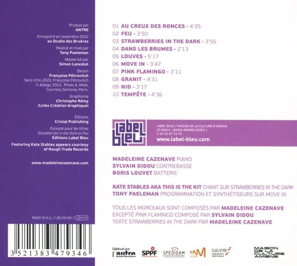 Albumrückseite mit Titelliste, Credits und Label-Infos. Lila Hintergrund.