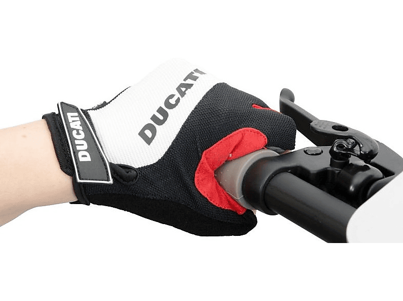 Rękawiczki rowerowe DUCATI Biało-czerwone rozmiar L Biało-czerwony – zdjęcie 2