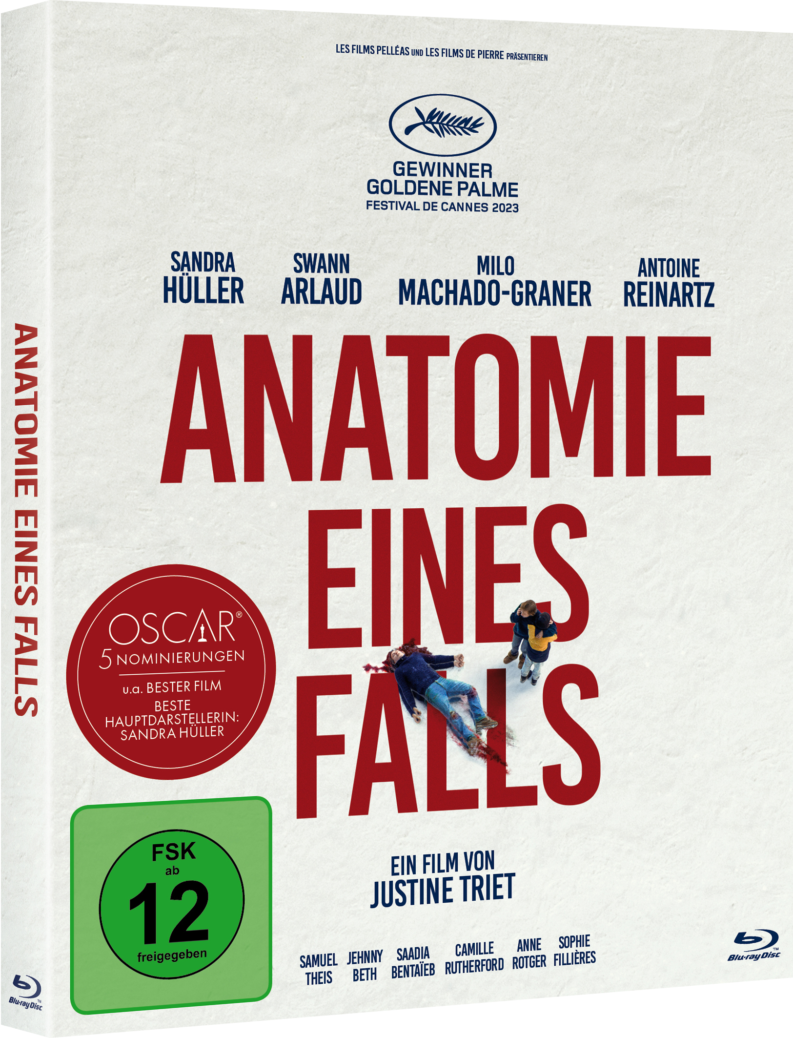 DVD-Hülle für den Film 'Anatomie eines Falls', mit Text und Filmbildern.