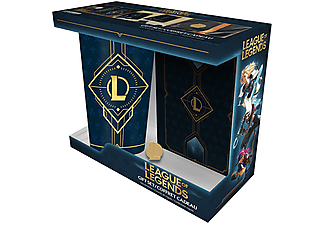 League Of Legends - Hextech Logo ajándékcsomag (XXL üvegpohár, kitűző, jegyzetfüzet)