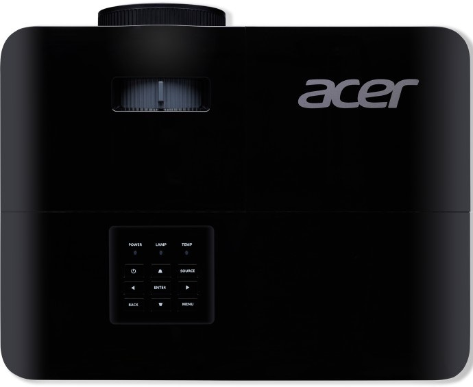 Fekete Acer projektor vezérlőgombokkal és Acer logóval.