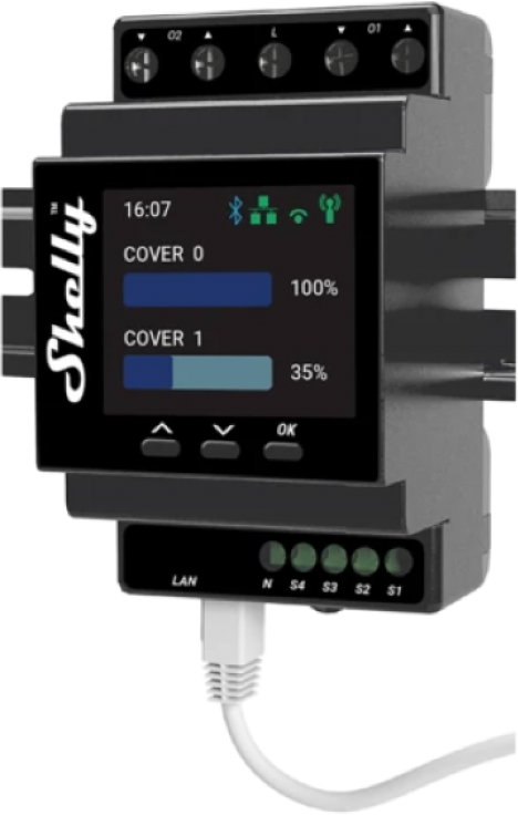 SHELLY Pro Dual cover, 2 motoros redőny vezérlése Wifi-s okosrelé (PRODUALPM), fekete