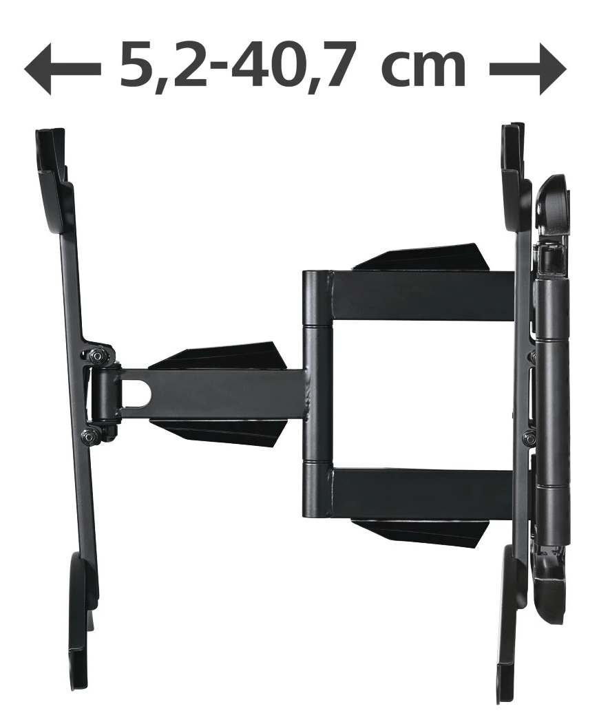 Fekete TV tartó, 5,2-40,7 cm horizontális tartománnyal.