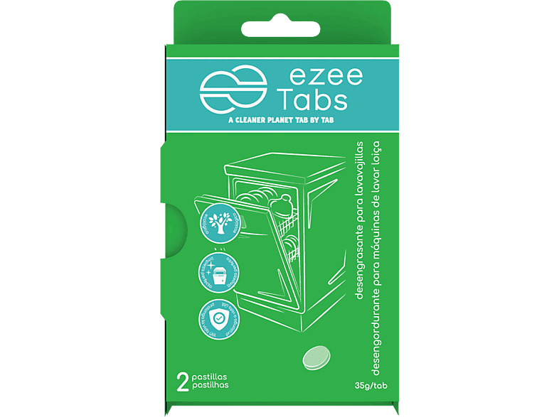Limpiador - Ezeetabs Desengrasante para lavavajillas, 2 pastillas, 35 gr, Verde