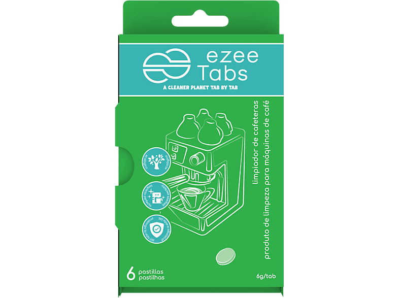 Limpiador - Ezeetabs, Para cafeteras, 6 pastillas, gr, Verde