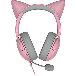 Auriculares gaming - Razer Kraken Kitty V2, Sonido envolvente, Orejas gatito, Micrófono integrado, Rosa