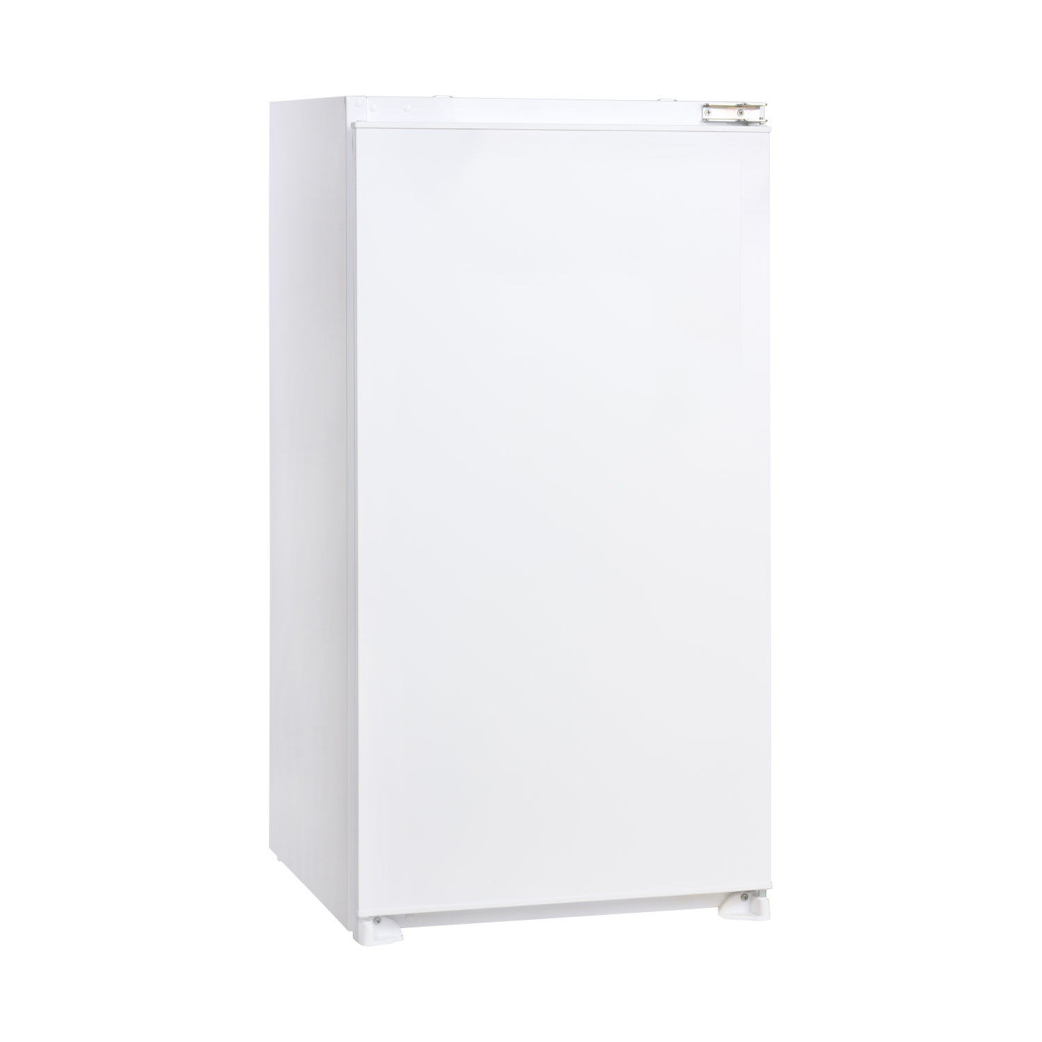 A white refrigerator on a black background, simple and clean design.