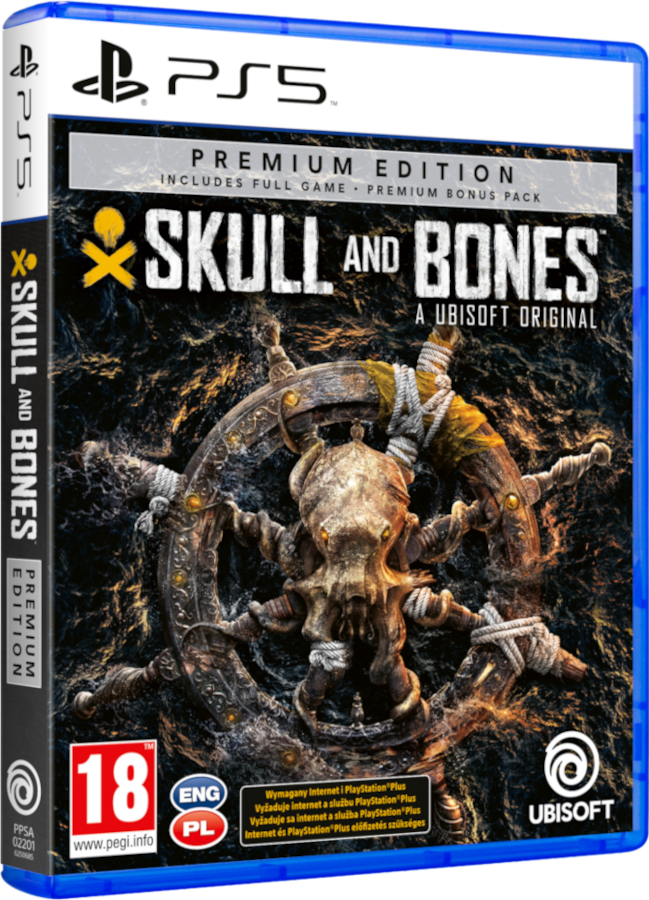 PlayStation 5 játéktok a "Skull and Bones: Premium Edition"-höz, koponya és polip dizájnnal.