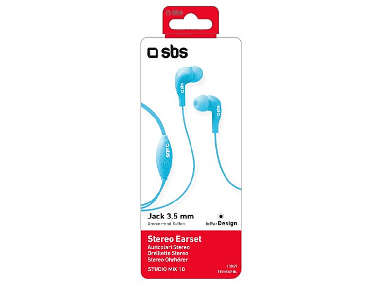 SBS 13069 Studio mix 10 Stereo In-Ear Kopfhörer mit Klinkenkabel, Blau — Foto 4 von 4