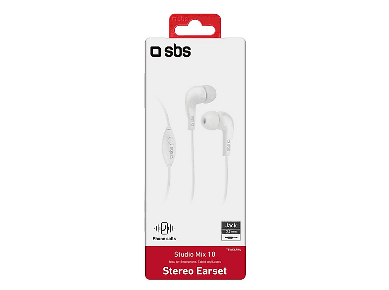 SBS 08805 Studio mix 10 Stereo In-Ear Kopfhörer mit Klinkenkabel, Weiß — Foto 4 von 4