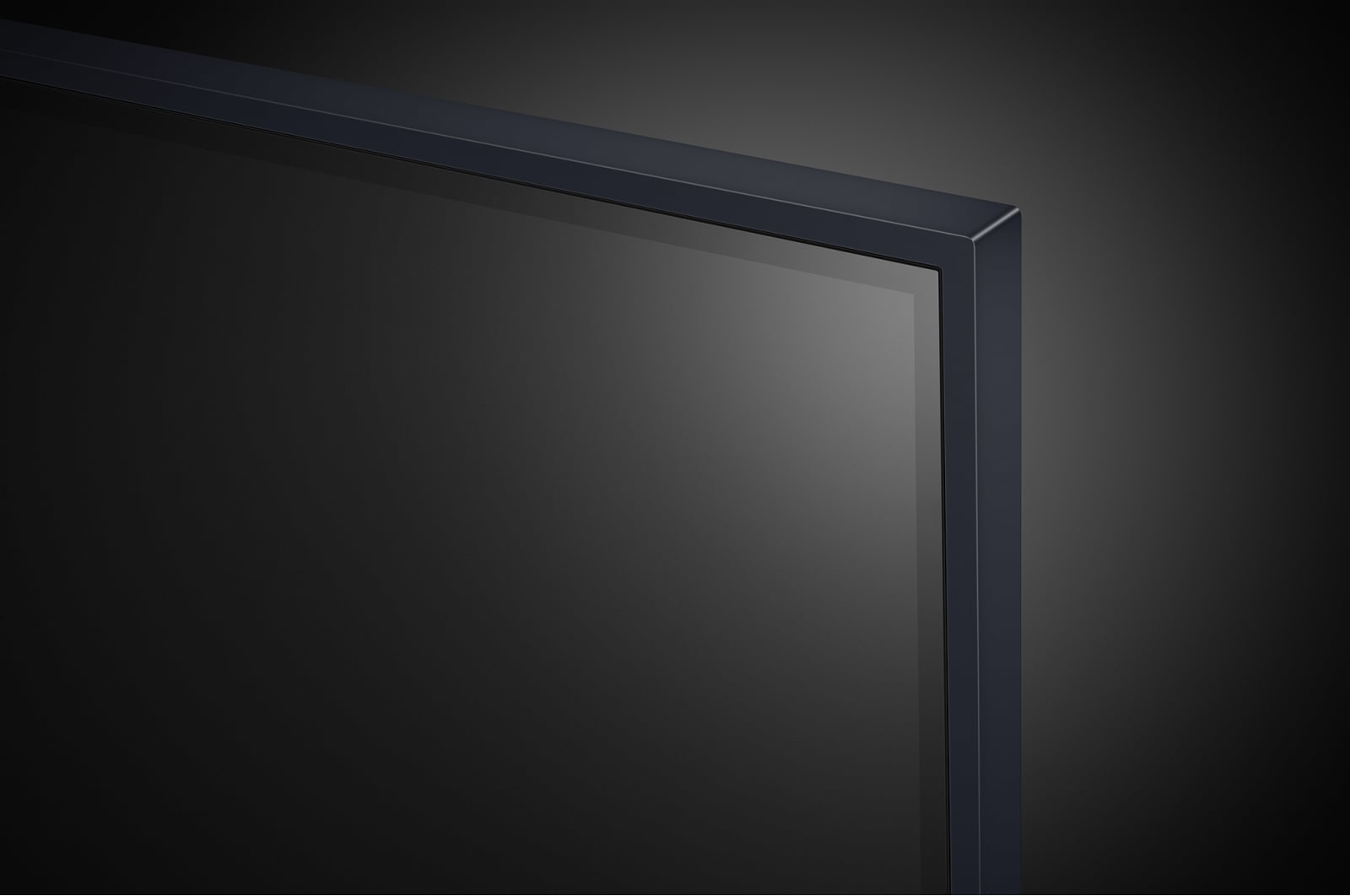 Zbliżenie rogu czarnego ekranu. Ciemne tło.