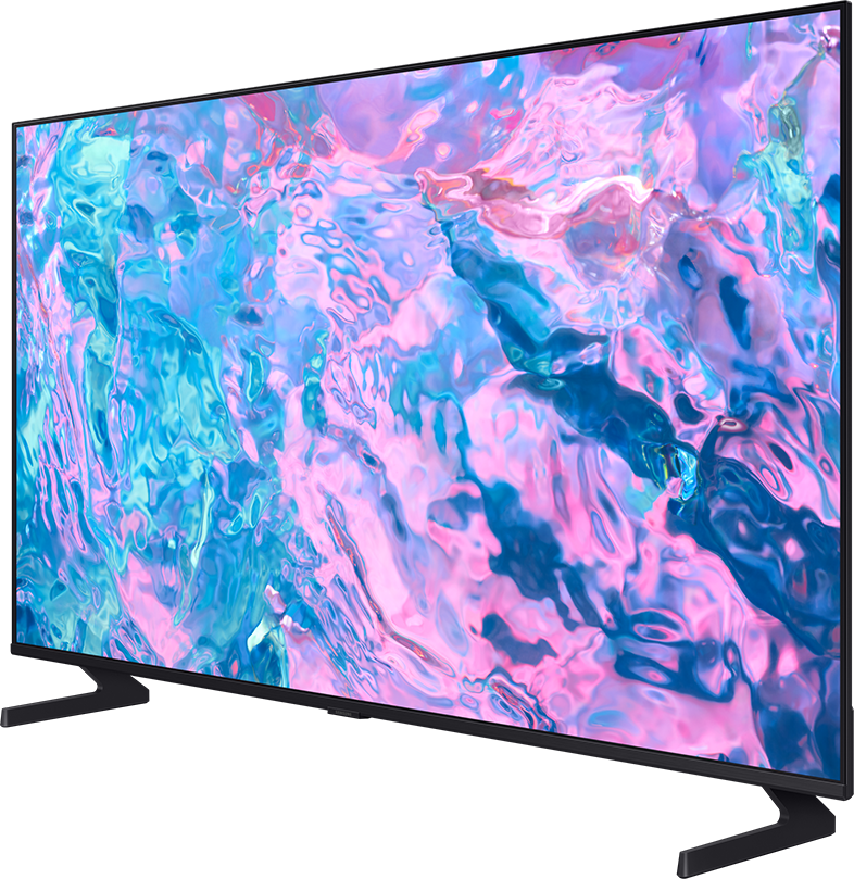 Nagy képernyős Samsung TV élénk, színes kijelzővel.