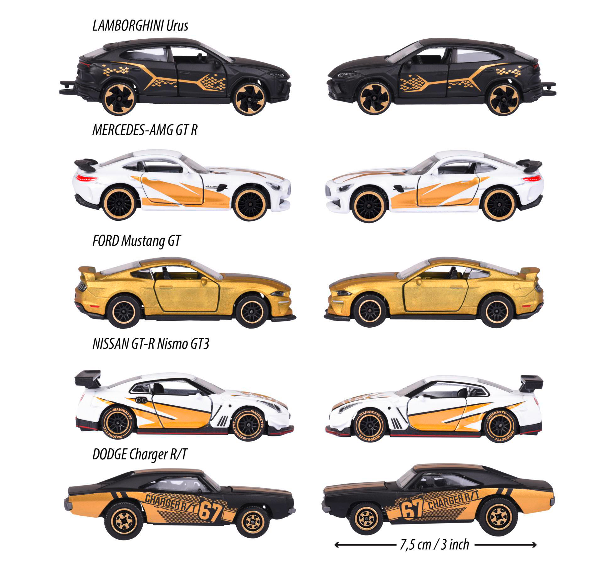 Eine Sammlung von Spielzeugautos mit verschiedenen Modellen und Farben.