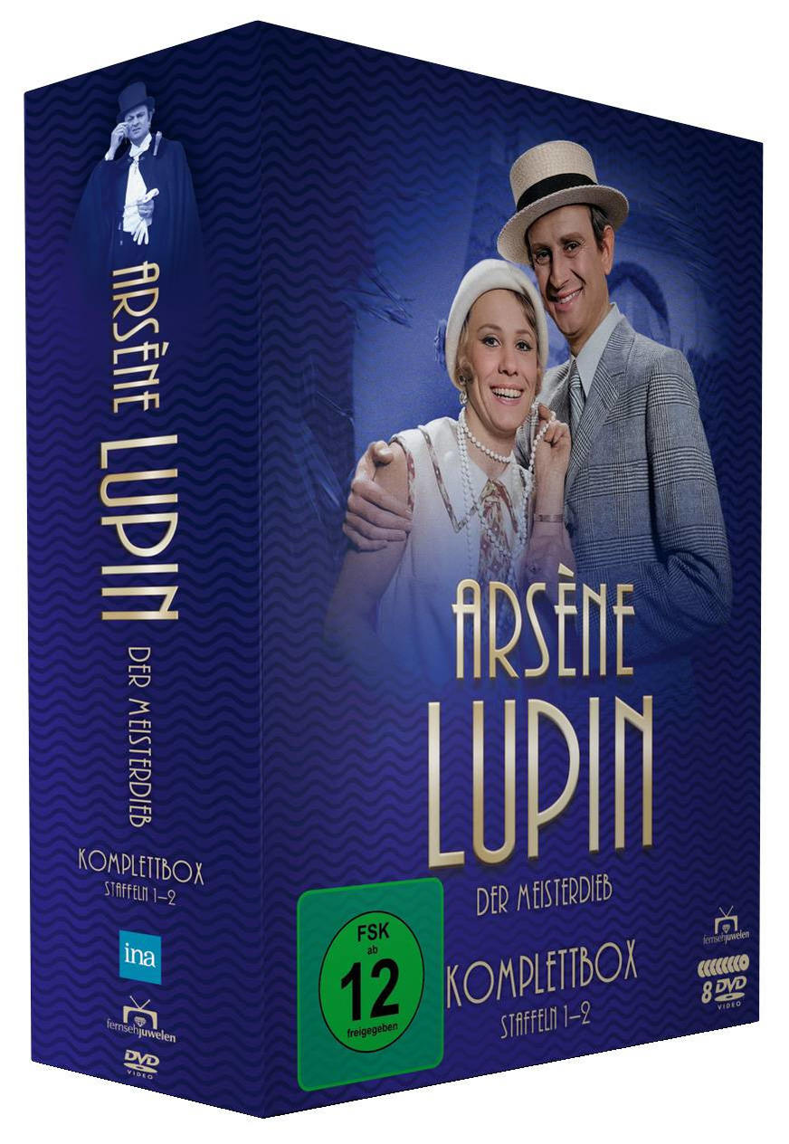 DVD-Box-Set von Arsène Lupin. Cover zeigt Mann und Frau in Vintage-Kleidung.