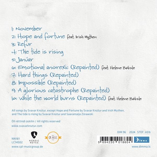 Albumcover mit Titelliste. Text ist auf Englisch. Logo und Urheberrechtsdetails unten.