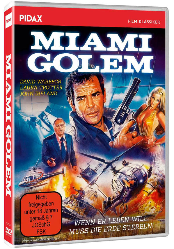 DVD-Cover des Films "Miami Golem". Es zeigt Schauspieler mit einer dramatischen Szene.