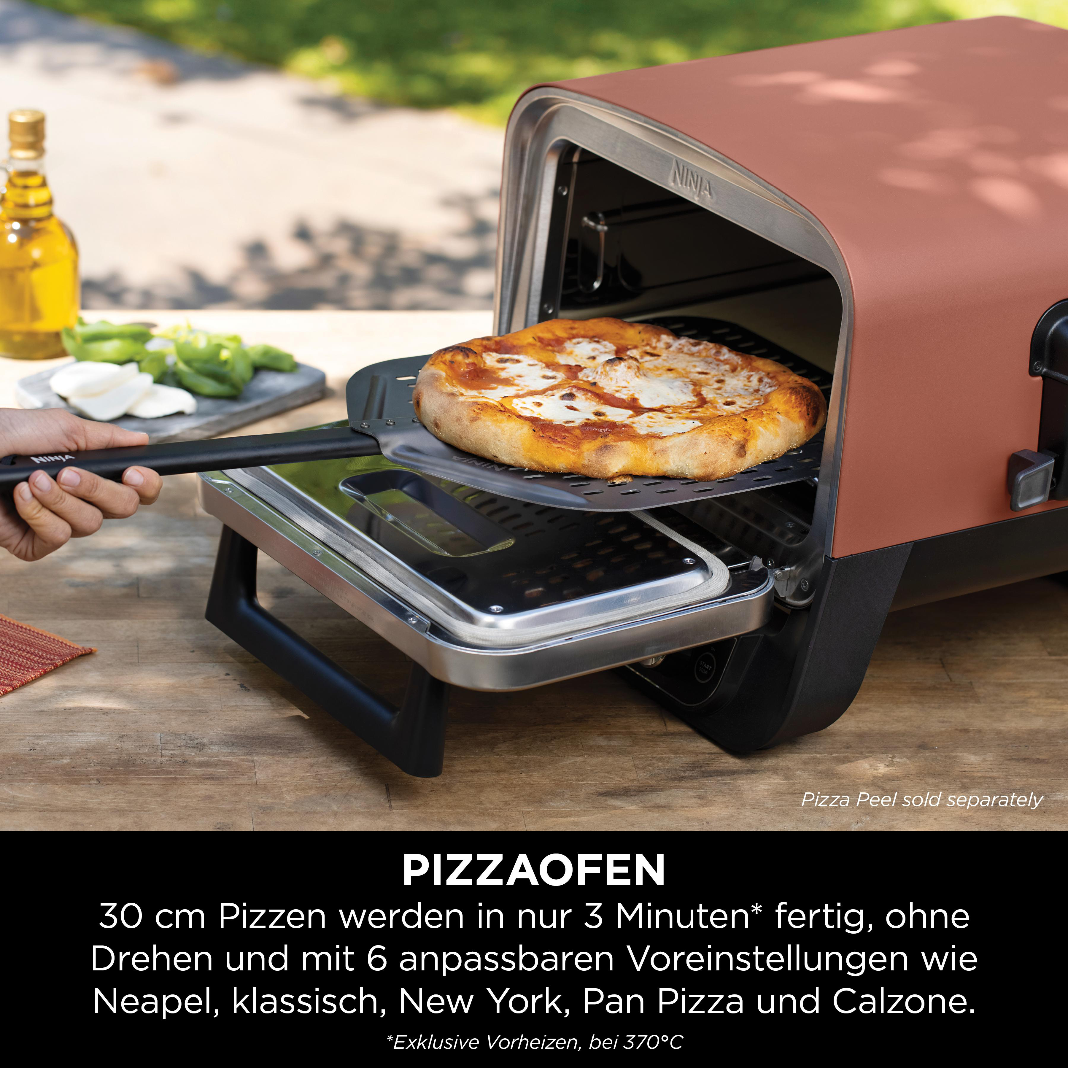 NINJA OO101DE Woodfire Outdoor Oven Elektrogrill, Terrakotta Korpus/Stahltür (2400 Watt)