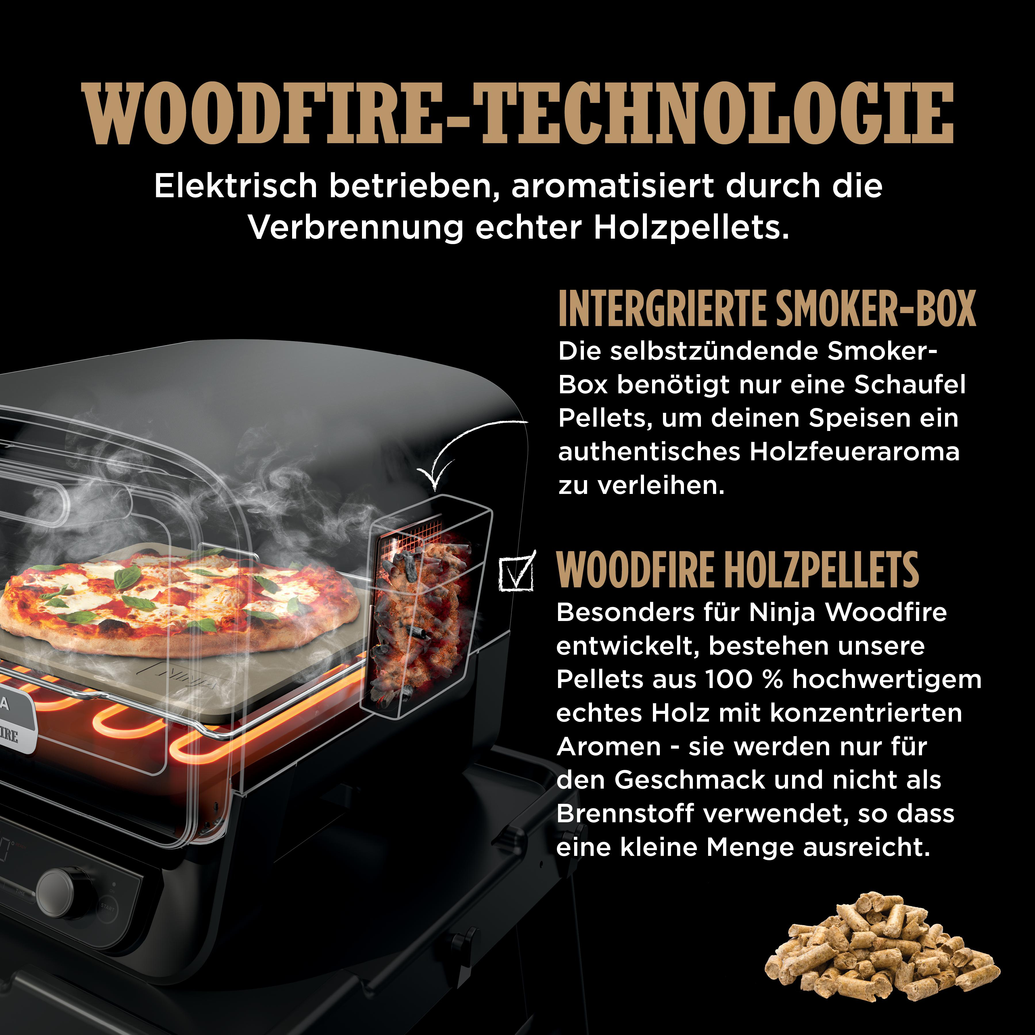 NINJA OO101DE Woodfire Outdoor Oven Elektrogrill, Terrakotta Korpus/Stahltür (2400 Watt)