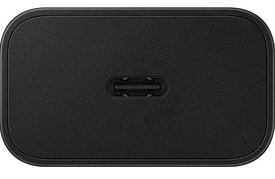 Czarna ładowarka USB-C, małe, prostokątne urządzenie.