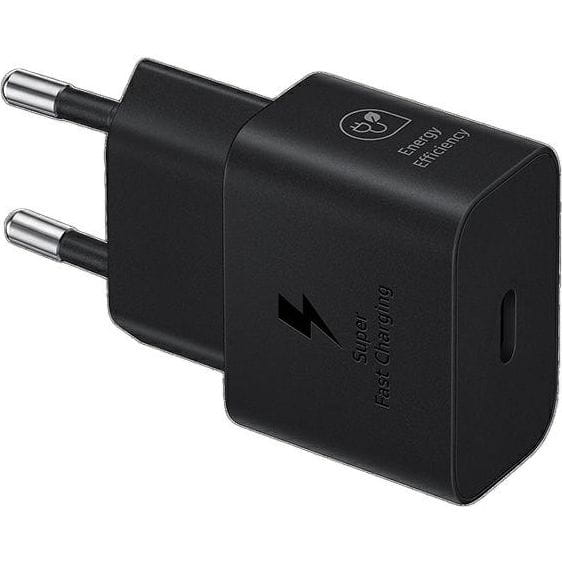 Czarna ładowarka Samsung z logo 'Super Fast Charging'.