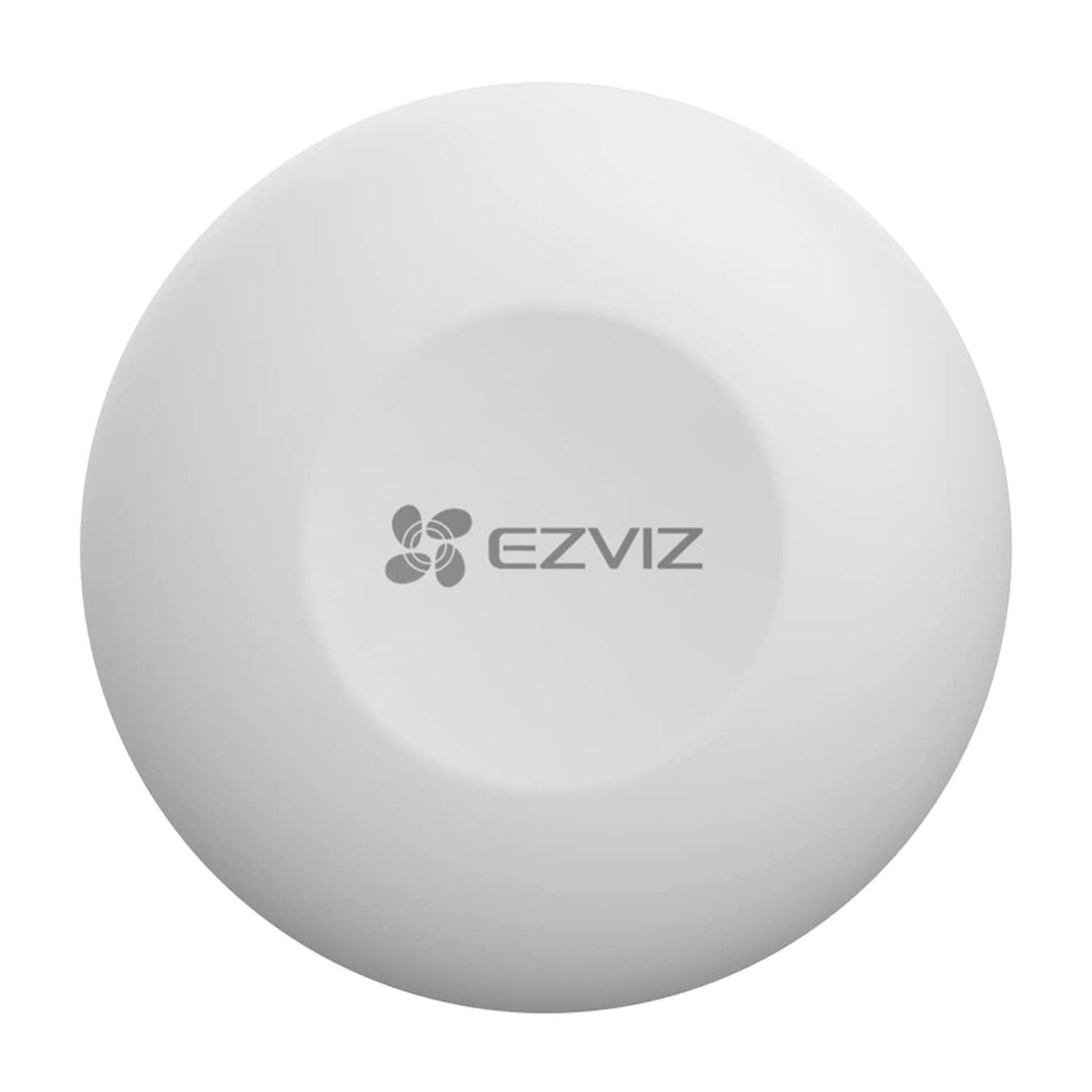 Telecamera Wi-Fi EZVIZ bianca. Vista dall'alto con il logo EZVIZ.