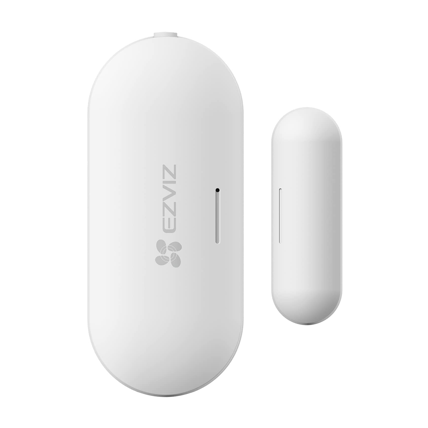 Sensore porta EZVIZ bianco con un piccolo sensore.
