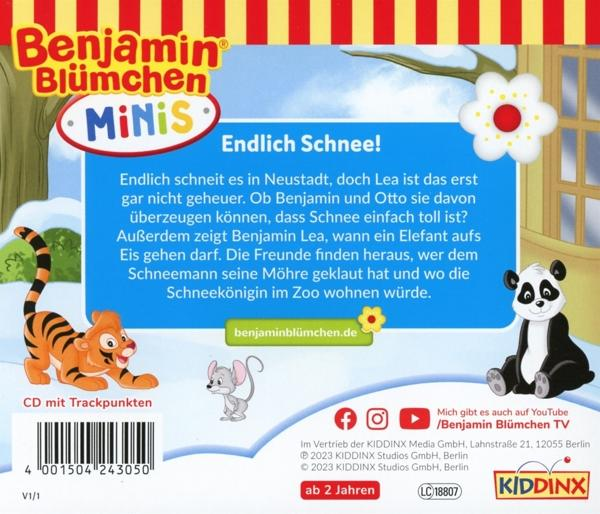 Die Rückseite eines Kinderbuchcovers mit einem Elefanten-Cartoon.