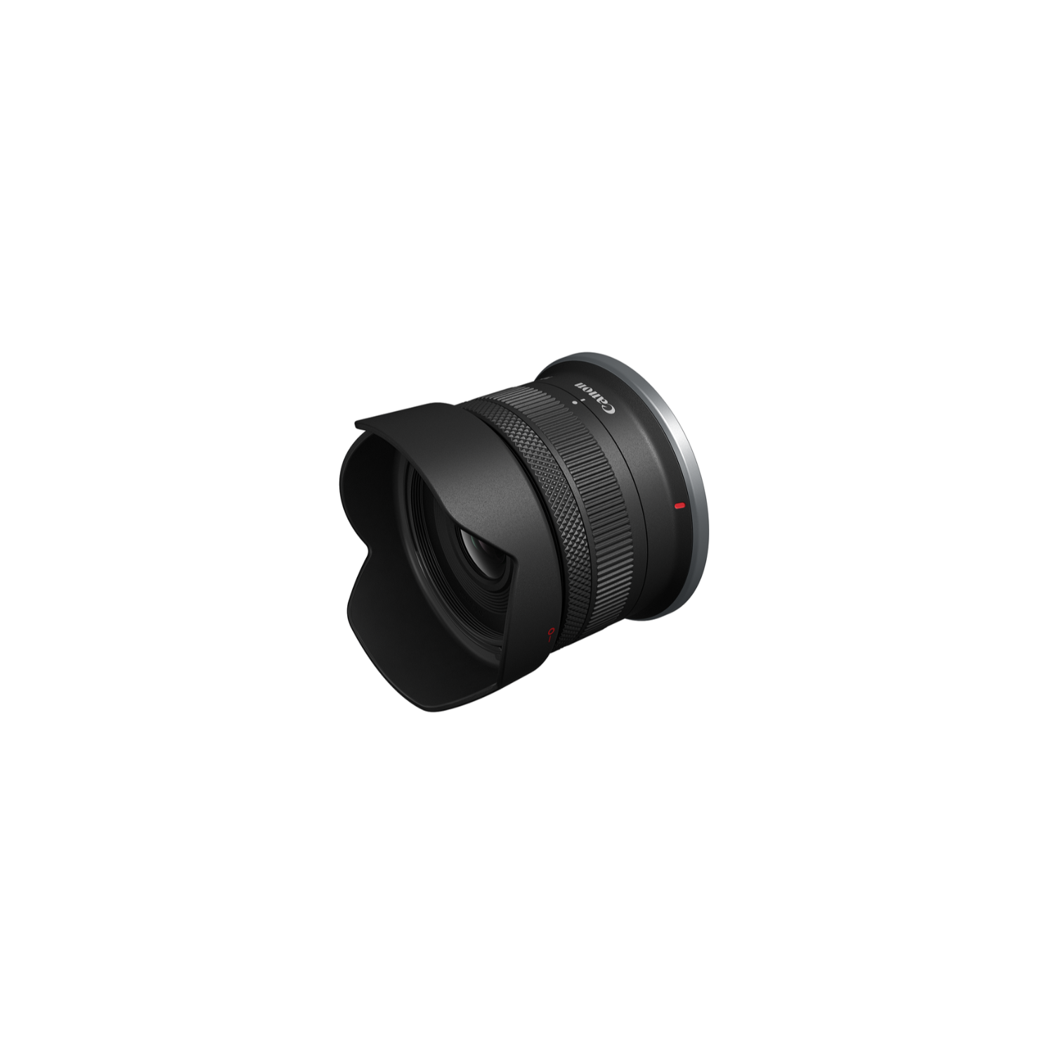 A black lens with a lens hood.