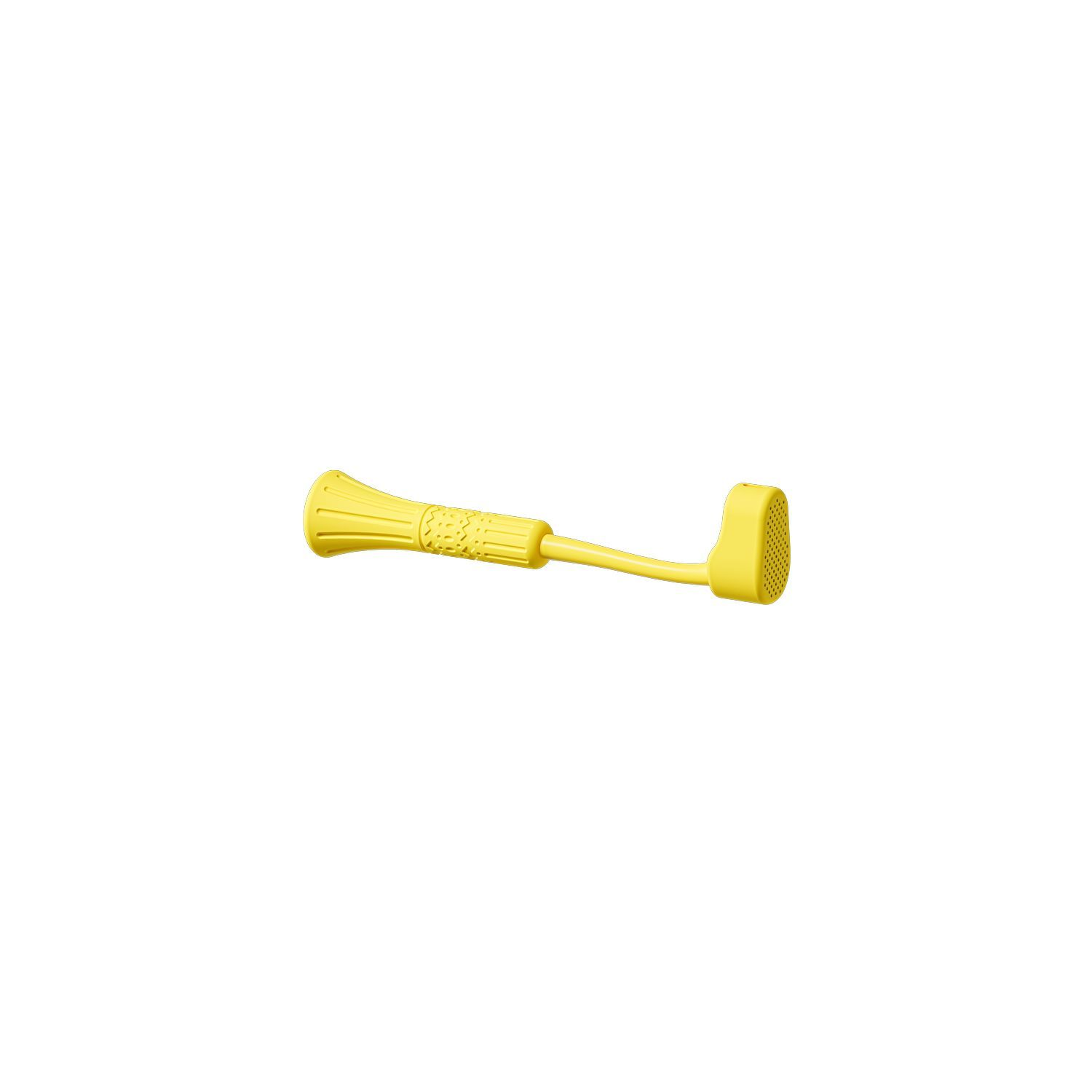 Yellow device with a handle and a curved extension, on a white background. Looks like a cleaning tool.