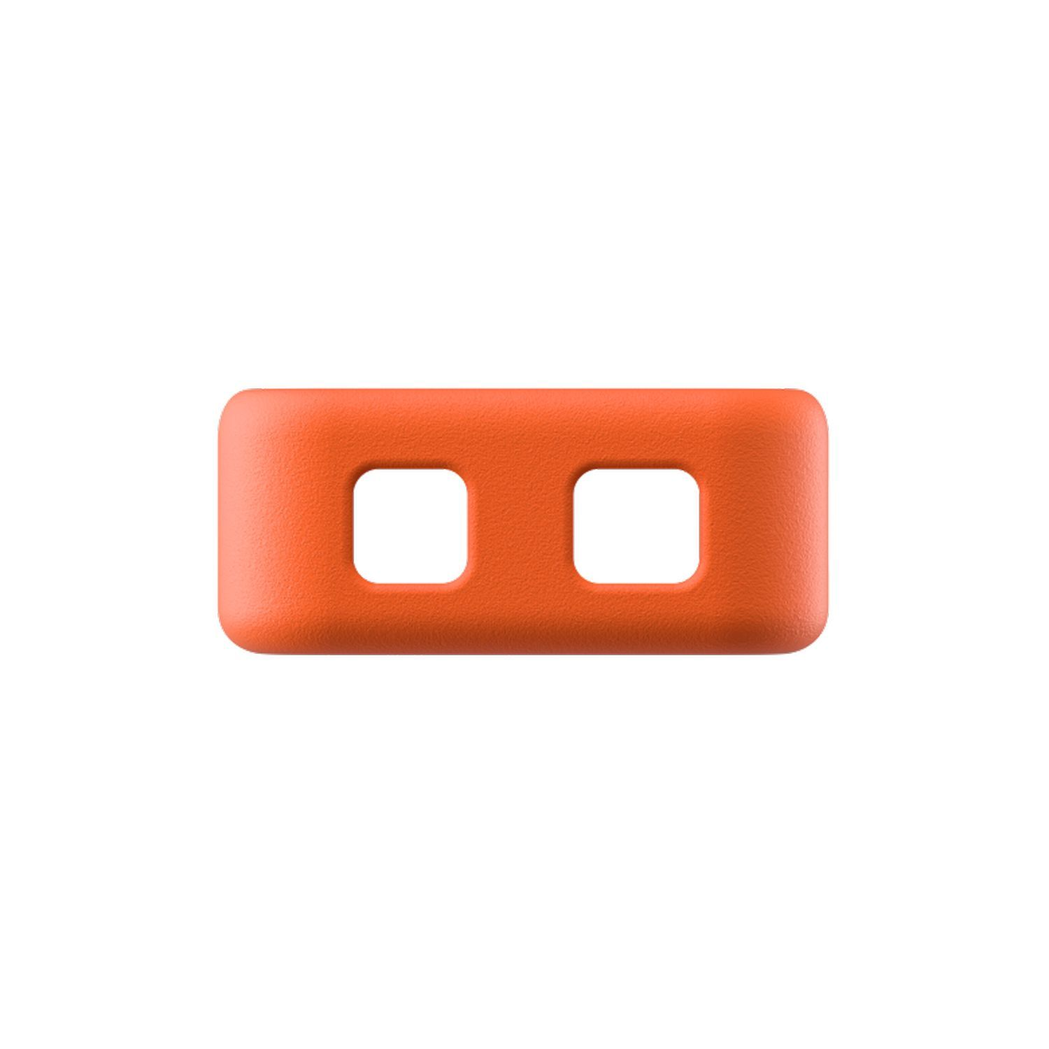 Brique orange avec deux trous rectangulaires.