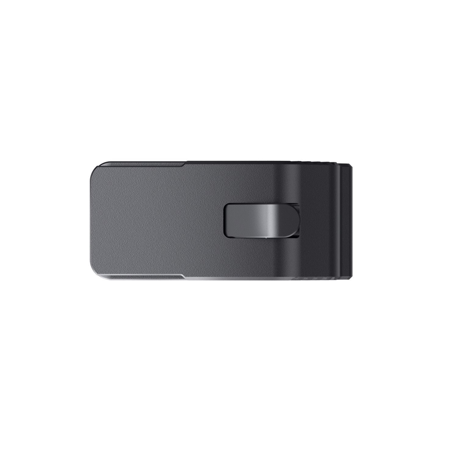 A black rectangle with a grey slider on a white background.