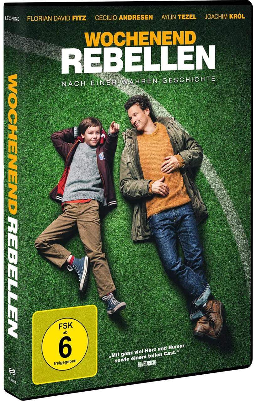 DVD-Hülle des Films 'Wochenend Rebellen' mit zwei Männern auf grünem Gras.